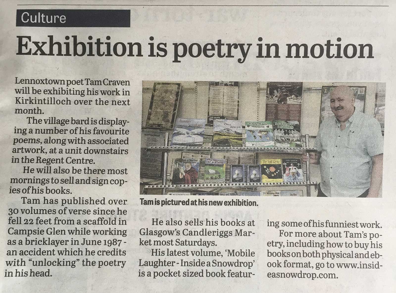 Exhibition of Poems in Regent Shopping Centre, Kirkintilloch